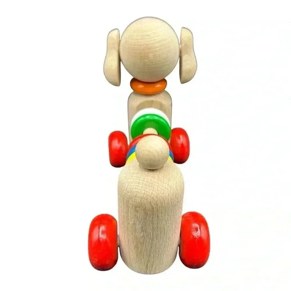 WOODEN ABACUS DOGGIE PUSH TOY TOXIC FREE PAINT HANDMADE LEARNING COUNTING TOOL - Picture 8 of 13